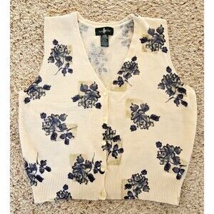 Vintage Womens Angora Sweater Vest Large Lambswool Purple Floral Grandmacore